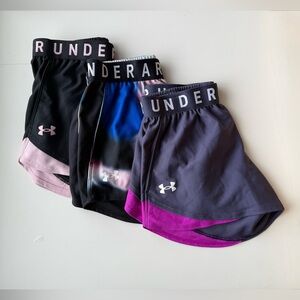 Under Armour Women Athletic Shorts - Black/pink, tie-dye, gray/Purple, Size XXS